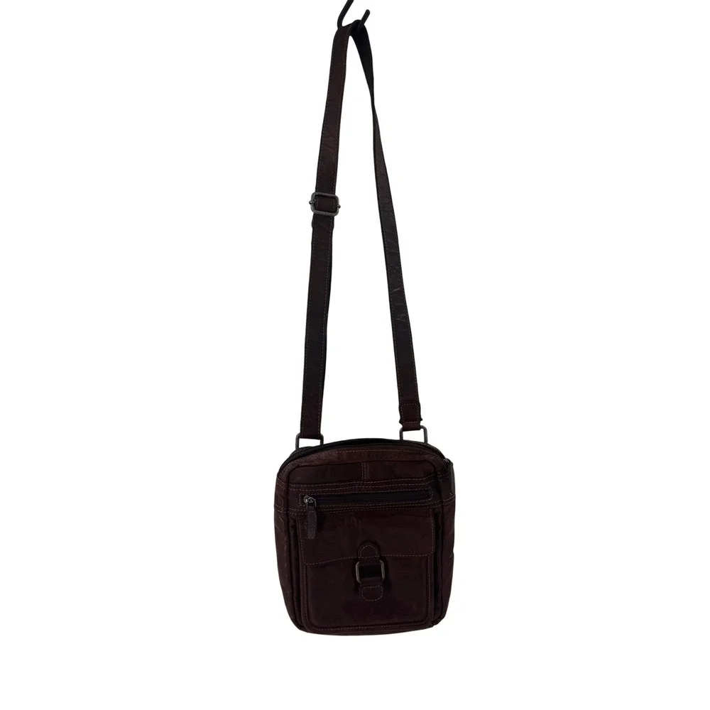 Jack Georges Brown Leather‎ Crossbody Messenger Bag Small Vertical Tablet Bag